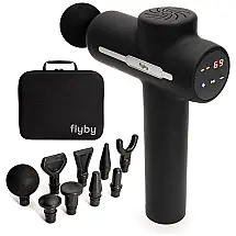 Massageador Pistola Elétrico Profissional Sem Fio 6 Acessórios 3 Velocidades 3200 RPM, FLYBY F1Pro, Preto