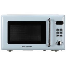 Forno Micro-ondas Retrô de Bancada 20L Emerson Thunderbird Blue 700W 5 Níveis 8 Menus Automáticos Prato de Vidro Trava de Segurança 110V
