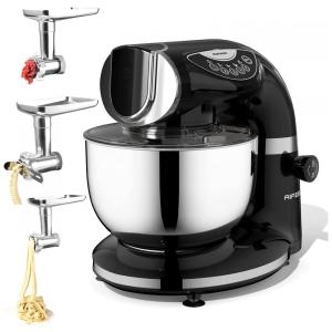 Batedeira Elétrica 7 em 1 Multifuncional 8L com Velocidades Aço Inoxidável 800W, 110v, AIFEEL, Preto