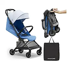 Carrinho de Bebê MAMAZING Ultra Air X Azul Fibra de Carbono, Ultra-leve < 4,5 kg, Capota UPF 50+ Impermeável, Cinto 5 Pontos