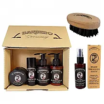 Kit para Barba Profissional Portátil com Cera e Pente, 7 Itens, BARBERO GROOMING, Preto