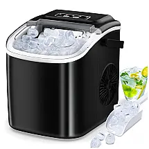 Máquina de Gelo até 12 kg em 24H Portátil com Alça e Colher, 110V, FZF, Preta
