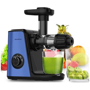 Bonsenkitchen Centrífuga de Frutas com 2 Velocidades, Aço Inoxidável, Silencioso e Função Reversa, 110V, Azul