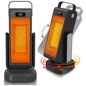 Aquecedor Elétrico de Cerâmica com Oscilação 3D e Área de Aquecimento 37m2, 110V 1500W, Okoium, Preto