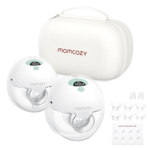 Bomba Tira Leite Elétrica Portátil com 3 Modos, 9 Níveis de Sucção e Flange Duplamente Selada, 2 Unidades, Momcozy, Branco e Verde