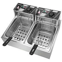Fritadeira Elétrica Dupla Profissional 12 Litros de Capacidade, Aço Inoxidável, 110V 5000W, Generic