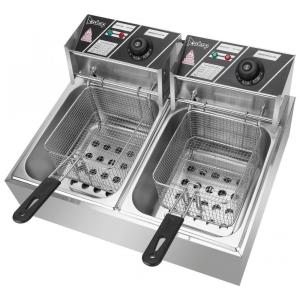 Fritadeira Elétrica Dupla Profissional 12 Litros de Capacidade, Aço Inoxidável, 110V 5000W, Generic