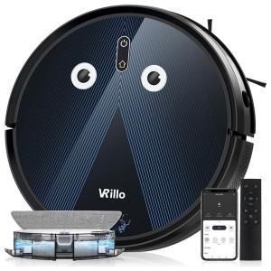 Vrillo J050 Aspirador de Pó Robô com Conexão via APP, WI FI e Auto Carregamento, 110V, Preto