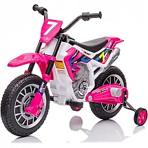 Moto Elétrica Infantil com 2 Velocidades e Rodas de Treinamento, 12V, Aokoy, Rosa Escuro