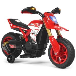 Moto Elétrica Policial Infantil 6V com Luzes e Sons, COSTZON, Vermelho