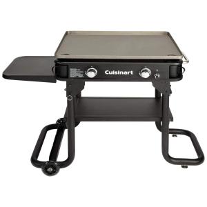 Grelhador a Gás Com Dois Queimadores Flat Top Profissional de Qualidade á Propano, CUISINART CGG 0028, Preto
