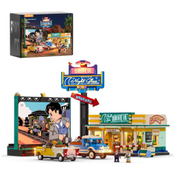 Conjunto de blocos de montar Lumibricks City Drive-in Theater cinema drive-in com iluminação LED, 1760 peças