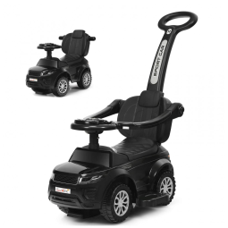 Carrinho de Passeio Infantil 3 em 1 com Buzina, Música, Luz e Proteção de Braço para Crianças de 1 a 3 Anos, Costzon, Preto