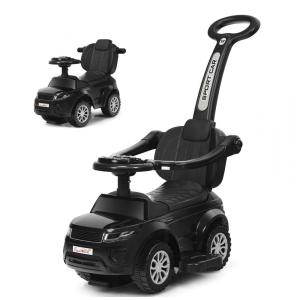 Carrinho de Passeio Infantil 3 em 1 com Buzina, Música, Luz e Proteção de Braço para Crianças de 1 a 3 Anos, Costzon, Preto