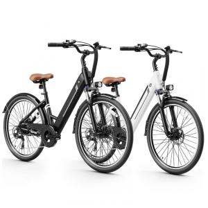 Bicicleta Elétrica Jasion YC1 ST Preto e Branco 1200W Motor Brushless Bateria Interna Removível 360Wh Pneus 66cm 7 Marchas Suspensão