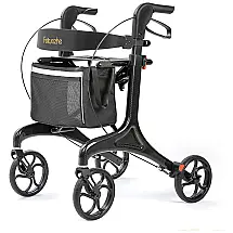 Andador Adulto Idoso com Apoio de Braço, Assento Acolchoado e Cesto, Suporta até 136 Quilos, FEITUOZHE, Preto