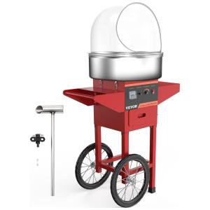 VBENLEM Carrinho de Algodão Doce Elétrica, Aço Inoxidável, 1030W, 110V, Vermelha