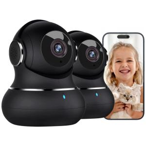 Câmera de Segurança Interna com Visão Noturna e Controle por App, 2UN Litokam, Preta