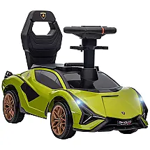 Carrinho Infantil Aosom Lamborghini SIAN FKP 37 Verde com Música, Faróis e Compartimento para 1 a 4 Anos