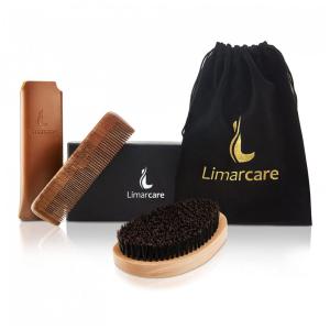 Kit para Barba Profissional Portátil com Cera e Pente, 2 Itens, LIMARCARE, Preto