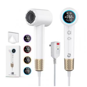 Secador de Cabelo KARFUN Plasma 1500W com Tecnologia Iônica Positiva e Negativa, LED Display, 110V, 5 Temperaturas e 2 Velocidades - Branco