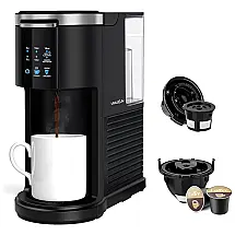 Máquina de Café Elétrica com Função de Auto Limpeza para Capsula e Café Moído, VIMUKUN, 110V 1000W, Preto