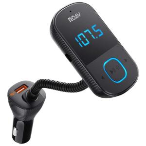 Adaptador Transmissor Veicular Bluetooth Veicular USB AUX, ROAV R5133, Preto