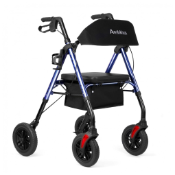 Andador Rollator Ambliss com Assento para Idosos, Rodas de 20cm, Suporta até 136kg, Cesto e Encosto Largos, Altura Ajustável