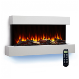 Lareira Elétrica de Parede Flutuante A59x110L cm com Controle Remoto, 110V, SIMPLIFIRE, Branca