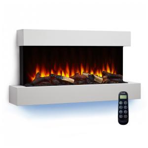 Lareira Elétrica de Parede Flutuante A59x110L cm com Controle Remoto, 110V, SIMPLIFIRE, Branca
