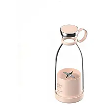 Liquidificador Portátil 350mL em Aço Inoxidável com Carregamento USB, 200W, Rosa