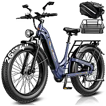 Bicicleta elétrica Jasion Thunder PRO ST azul safira pneus 26x4 motor 1200W nominal 2000W pico bateria 52V 20Ah 1040Wh suspensão total 7