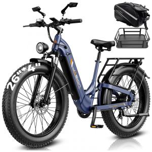 Bicicleta elétrica Jasion Thunder PRO ST azul safira pneus 26x4 motor 1200W nominal 2000W pico bateria 52V 20Ah 1040Wh suspensão total 7