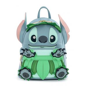 Mochila Escolar Infantil 25cm Loungefly Stitch Luau para Crianças, Azul