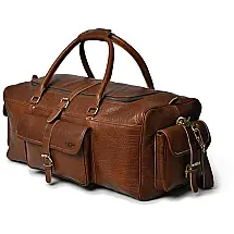 Bolsa de Viagem Masculina Clássica em Couro Marrom SAMS BUFFALO – Resistente e Estilosa