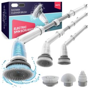 Vassoura Elétrica Rotativa 360 sem Fio com Cabo Flexível e 3 Acessórios, 110v, GENIANI, Branco