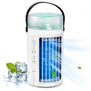 Climatizador de Ar Amzdeal MINI, 4 em 1, USB, Luz Noturna, 3 Velocidades, 110V