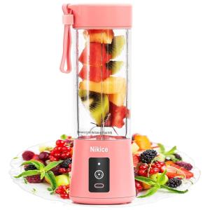 Liquidificador Portátil 380mL com Carregamento USB, Nikice, Rosa
