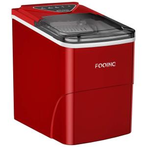 FOOING Máquina de Gelo Automática Portátil até 12kg, 24H, 110V, Vermelho