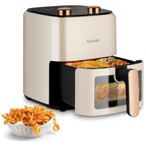 Fritadeira Elétrica Air Fryer 5,4L com Janela de Visualização e Desligamento Automático, 110V 1350W, TANGME, Branco