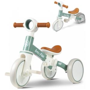 Bicicleta sem Pedal Infantil com 3 Rodas para Crianças de 1 a 4 Anos, LOL FUN, Verde