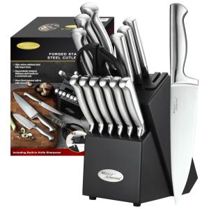 Conjunto de Facas Amêndoa, 14 Peças, Aço Inoxidável, MARCO ALMOND KYA28, Prateado