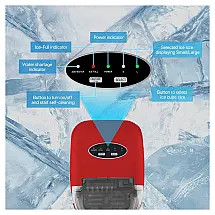 Máquina de Gelo Automática Portátil Produz até 11kg, 24H, Cor, 110v, R.W.FLAME, Vermelho