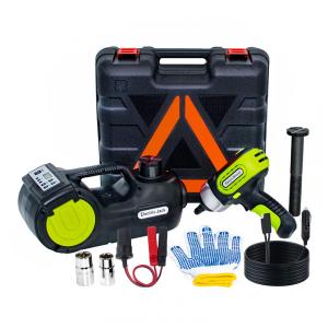Kit de Macaco Elétrico ActDoer 5Ton 12V com Alcance Hidráulico de Elevação 15,5-55,2 cm Inflador com Chave de Impacto para SUV