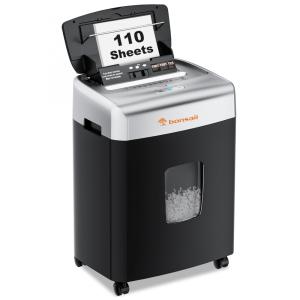Triturador de Papel Bonsaii para Escritório, 110 Folhas Autofeed para Uso Residencial, Triturador de Alta Capacidade por 30 Minutos