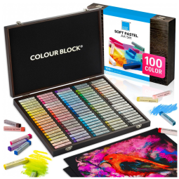 Kit Lápis de Cor Profissional com Maleta de Madeira 100 Peças, COLOUR BLOCK, Preta