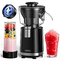 Máquina de Slush Raspadinha QIBOX TB-8009B 2-em-1 Blender 700W Inox Preta 110V