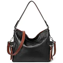 HOSTANTEN Bolsa de Couro Feminina de Ombro, BOSTANTEN BL1183102K 00, Preto