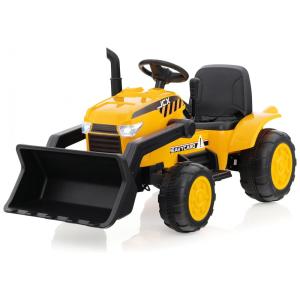 Escavadeira Elétrica Infantil a Bateria 12V com Farol LED, Música, USB e Buzina, Costzon, Amarela