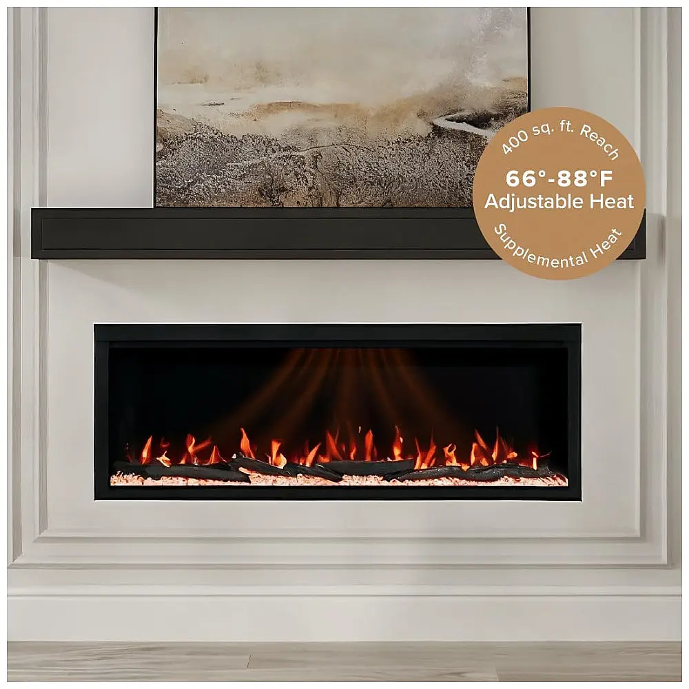 Lareira Elétrica de Embutir A46x127L cm com Controle Remoto, 10 Cores de Chama e Compatível com Google e Alexa , 110V 1465W, Ember — foto 3